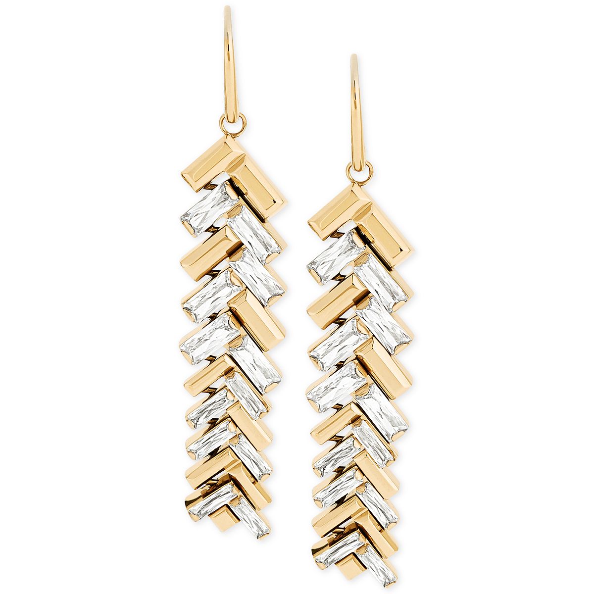 Michael Kors Outet Outlet Gold-Tone Chevron Baguette Drop Earrings Gold