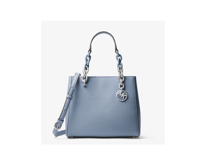 MICHAEL Michael Kors Outet Cynthia Small Leather Satchel Sky Blue