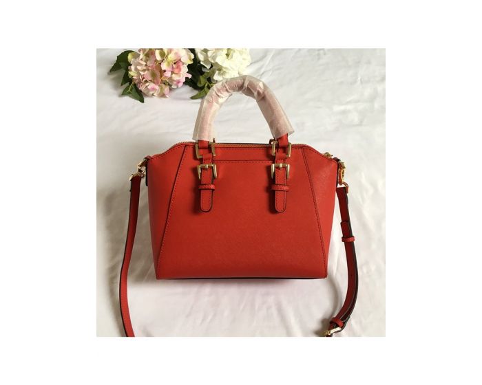 MICHAEL Michael Kors Outet Ciara Small Saffiano Leather Satchel Red