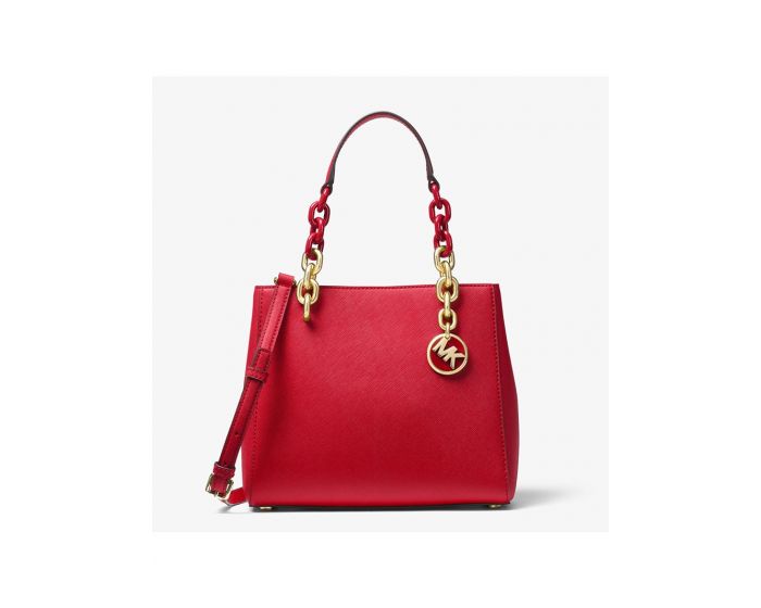 MICHAEL Michael Kors Outet Cynthia Small Leather Satchel Red
