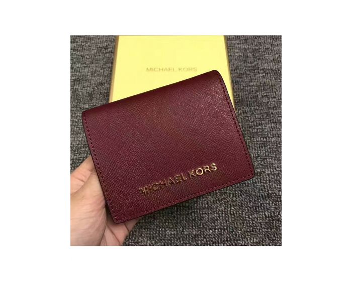 MICHAEL Michael Kors Outet Jet Set Travel Flap Leather Card Holder Burgundy