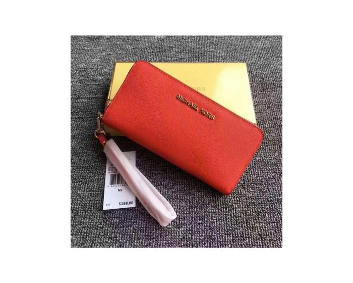 MICHAEL Michael Kors Outet Jet Set Saffiano Leather Continental Wallet Red