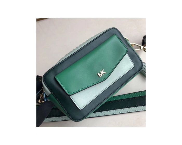 MICHAEL Michael Kors Outet Jet Set Small Tri-Color Leather Camera Bag Green