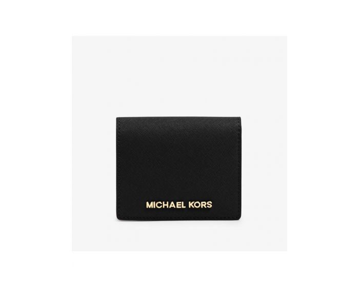 MICHAEL Michael Kors Outet Jet Set Travel Flap Leather Card Holder Black