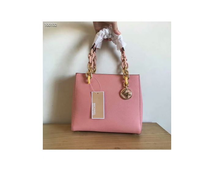 MICHAEL Michael Kors Outet Cynthia Small Leather Satchel Pink