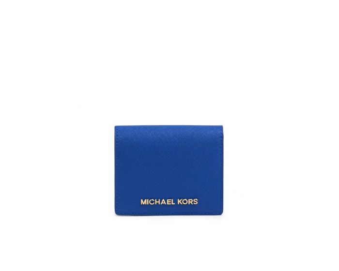 MICHAEL Michael Kors Outet Jet Set Travel Flap Leather Card Holder Blue