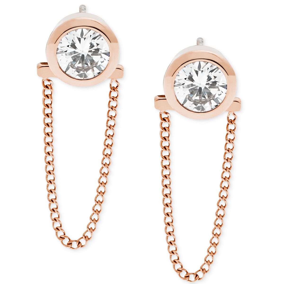 Michael Kors Outet Outlet Crystal Convertible Draped Chain Earrings Rose Gold