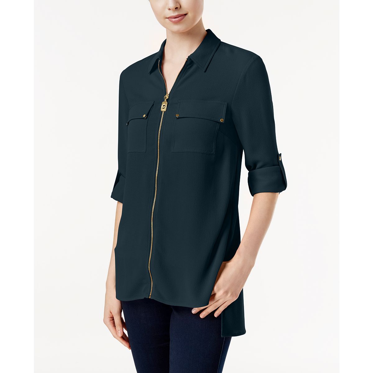 MICHAEL Michael Kors Outet Outlet Zip-Front Utility Shirt New Navy