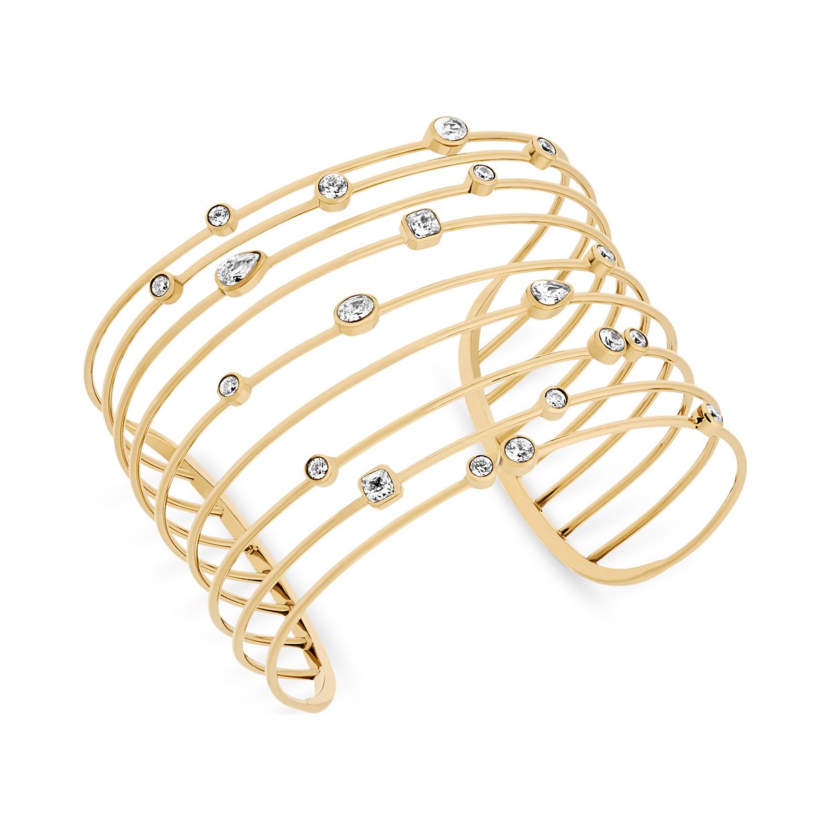 Michael Kors Outet Outlet Gold-Tone Crystal Studded Openwork Cuff Bracelet Gold