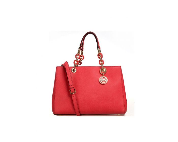 MICHAEL Michael Kors Outet Cynthia Saffiano Leather Satchel Red